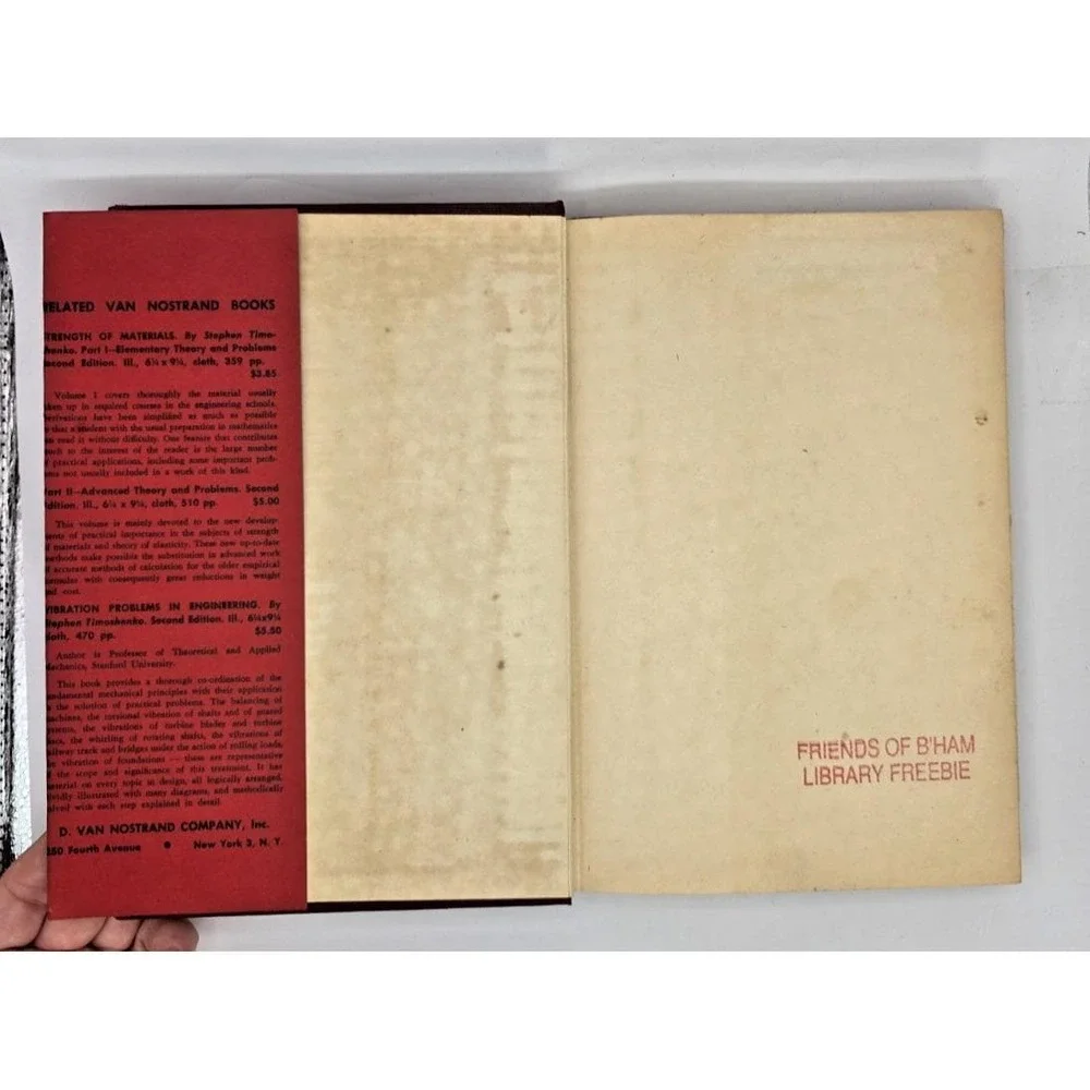 Elements of Strength of Materials‎ by Timoshenko and McCullough 1940's HC w/DJ